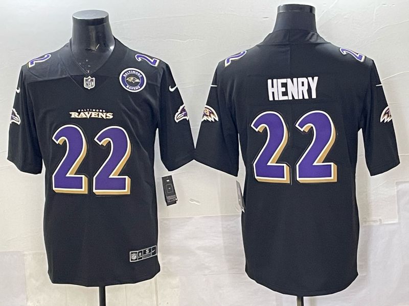 Men 2025 Nike Baltimore Ravens 22 Henry Black Limited NFL Jersey style 012